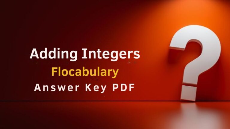 Adding Integers Flocabulary Answer Key PDF